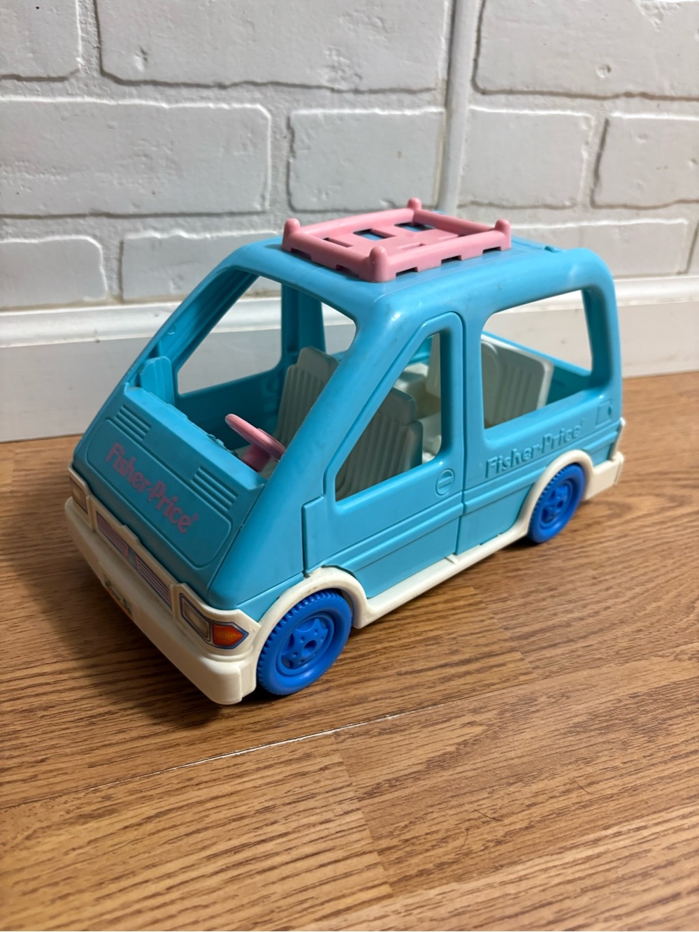 Vintage Fisher Price Loving Family Minivan Car Blue Van 1993 Dollhouse Accessory